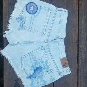 Embroidered Denim Shorts
